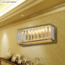 GobekUsa Golden Rectangle LED Wall Mount Light with Clear Faceted Crystal - Modern Metallic Wall Lighting Fixture