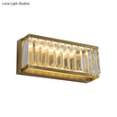GobekUsa Golden Rectangle LED Wall Mount Light with Clear Faceted Crystal - Modern Metallic Wall Lighting Fixture