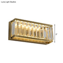 GobekUsa Golden Rectangle LED Wall Mount Light with Clear Faceted Crystal - Modern Metallic Wall Lighting Fixture