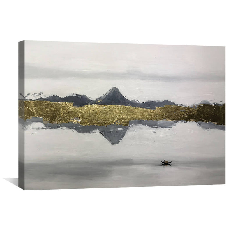 Golden Reflection River Oil Painting