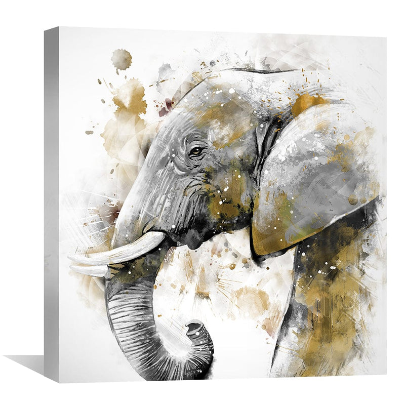 Golden Splatter Elephant Canvas