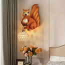GobekUsa Cute Squirrel Resin LED Wall Lamps for Home Decor and Lighting