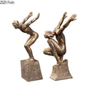 GobekUsa Golden Thinker Bodybuilder Resin Sculpture for Desk Decor and Room Aesthetics