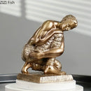 GobekUsa Golden Thinker Bodybuilder Resin Sculpture for Desk Decor and Room Aesthetics