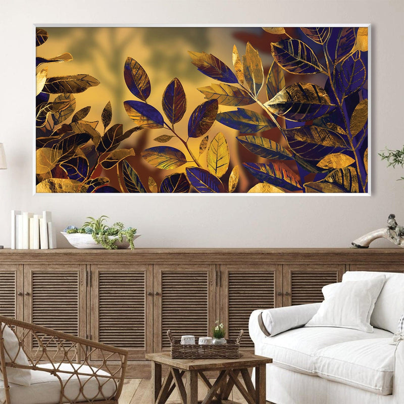 Golden Tinted Leaves Canvas