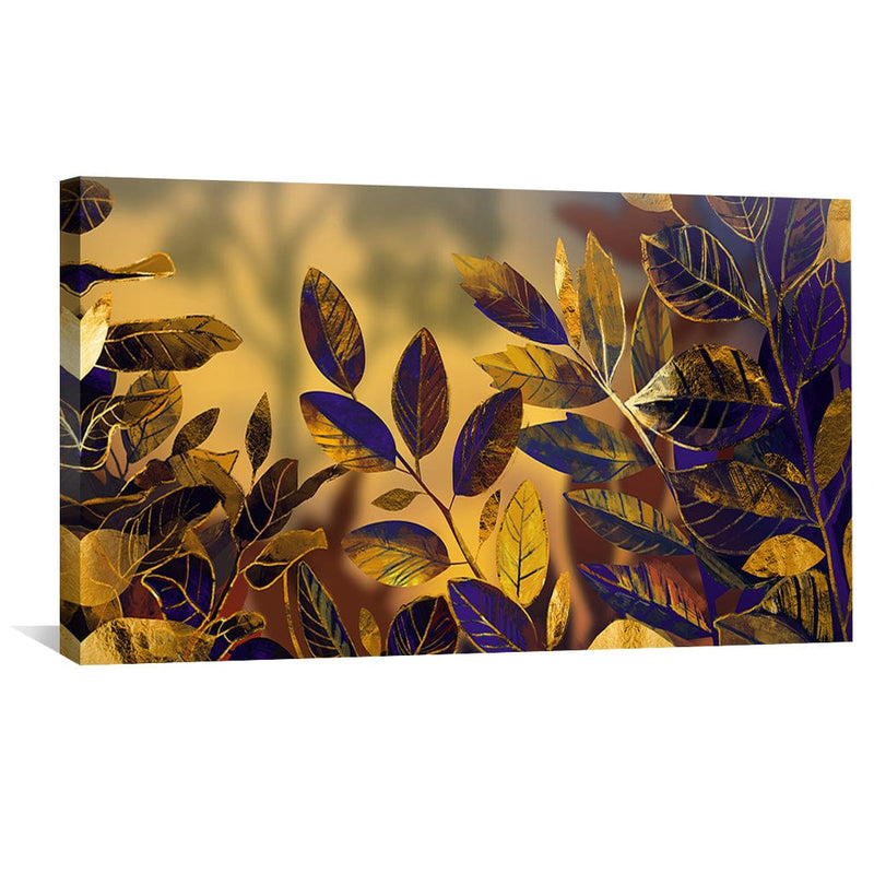 Golden Tinted Leaves Canvas