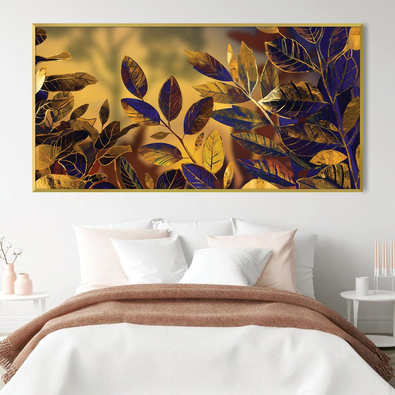 Golden Tinted Leaves Canvas