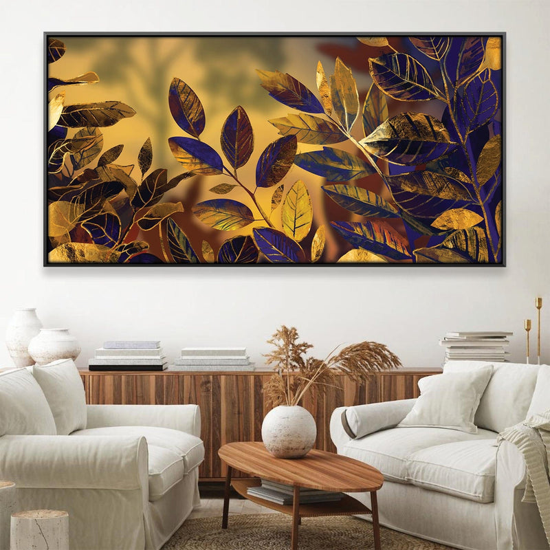 Golden Tinted Leaves Canvas