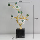 GobekUsa Golden Tree Crystal Flower Brass Amethyst Decor with Golden Bird Figurines