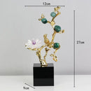 GobekUsa Golden Tree Crystal Flower Brass Amethyst Decor with Golden Bird Figurines