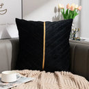 Golden velvet patchwork cushion cover set of 6 for living room by Decorbites