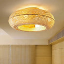 GobekUsa Bamboo Ceiling Fan with Lights Remote Control Silent Retractable Blades 50cm