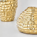 GobekUsa Golden Wrinkle Ceramic Vase - Desk Decoration, Gold-plated Floral Pots for Aesthetic Room Decor