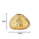 GobekUsa Golden Wrinkle Ceramic Vase - Desk Decoration, Gold-plated Floral Pots for Aesthetic Room Decor