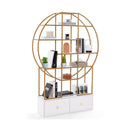 71 Inches 6-Tier Gold Bookshelf with 2 Storage Drawers-Golden by LJGDeals