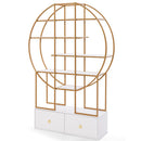 71 Inches 6-Tier Gold Bookshelf with 2 Storage Drawers-Golden