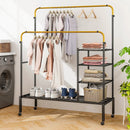 Rolling Double Rods Garment Rack with Height Adjustable Hanging Bars by LJGDeals