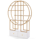 71 Inches 6-Tier Gold Bookshelf with 2 Storage Drawers-Golden by DirectDeals