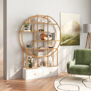 71 Inches 6-Tier Gold Bookshelf with 2 Storage Drawers-Golden by LJGDeals