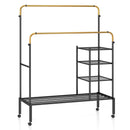 Rolling Double Rods Garment Rack with Height Adjustable Hanging Bars by LJGDeals