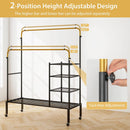 Rolling Double Rods Garment Rack with Height Adjustable Hanging Bars by LJGDeals