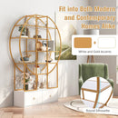71 Inches 6-Tier Gold Bookshelf with 2 Storage Drawers-Golden by LJGDeals