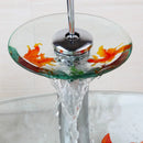 GobekUsa Goldfish Glass Waterfall Faucet for Bathroom Sink - Chrome Brass Mixer Tap