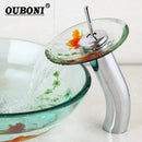 GobekUsa Goldfish Glass Waterfall Faucet for Bathroom Sink - Chrome Brass Mixer Tap