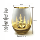 Gold Pine Tree Stemless Wine Glasses by Jersey Art Glass