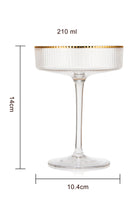 Ribbed Coupe Cocktail Glasses With Gold Rim 8 oz | Set of 2