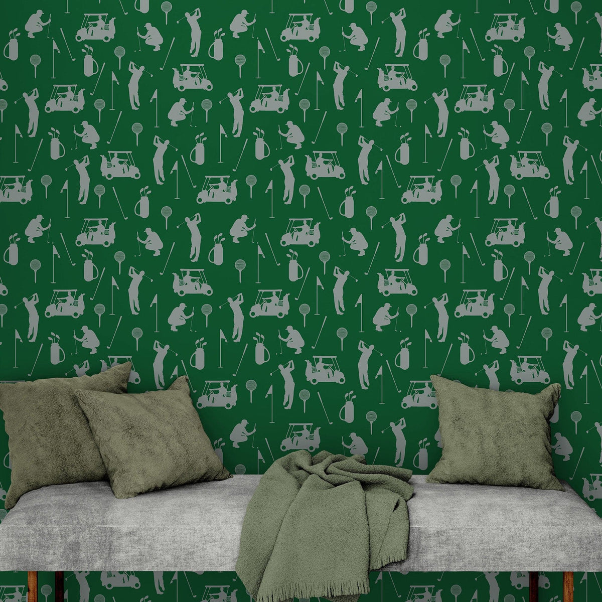 Golf Pattern Green Wallpaper Mural. #6746, photo 6 of 17