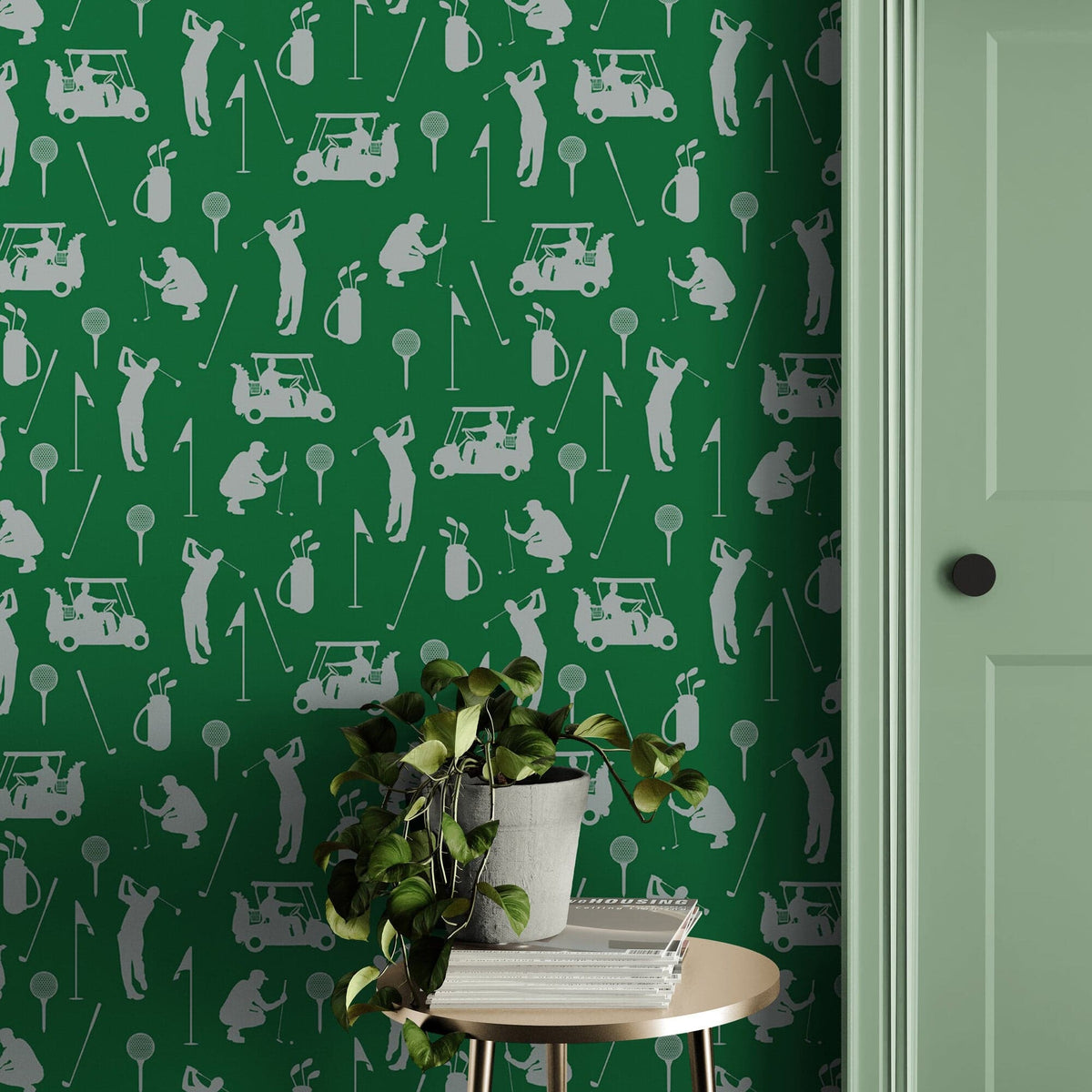 Golf Pattern Green Wallpaper Mural. #6746, photo 8 of 17