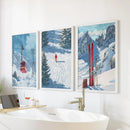 Snowy Mountain Wall Art Set: Skier, Red Skis, Snowy Trees by Wall Art Set