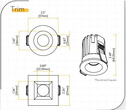 Goodlite Changeable Trim for Aster 1" 7/15W Regress Luminaire Selectable CCT