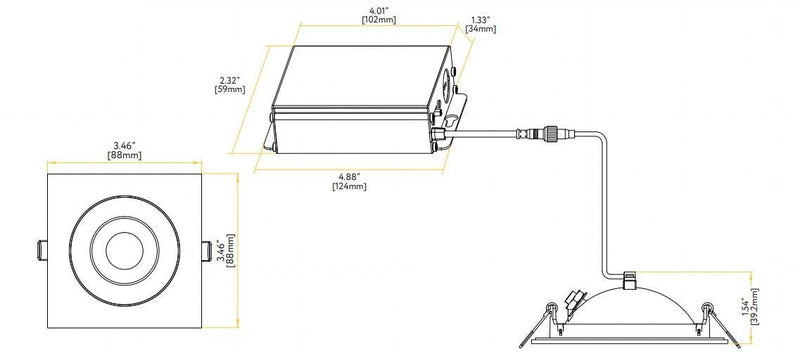 Goodlite Flarion G-00821 3" 8W LED Rotating Square Gimbal Selectable CCT