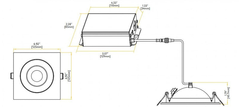 Goodlite Flarion G-01221 4" 13W LED Rotating Square Gimbal Selectable CCT