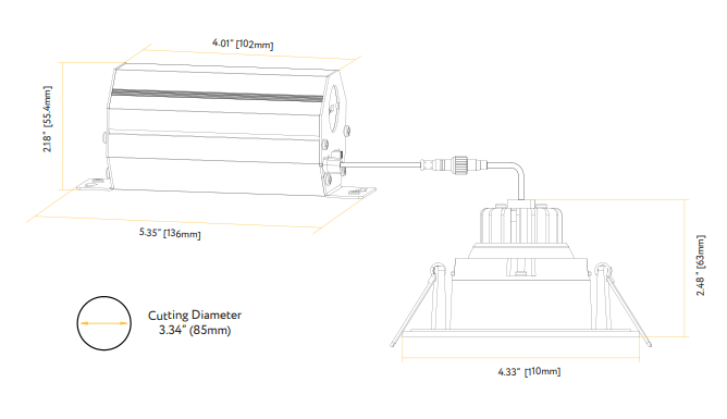 Goodlite G-20089 3" 8W LED Regress Spotlight Gimbal Round Selectable CCT