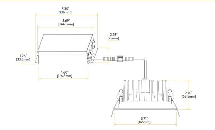 Goodlite G-20218 5" 40W Square LED Round Regress Spotlight Selectable CCT/Wattage