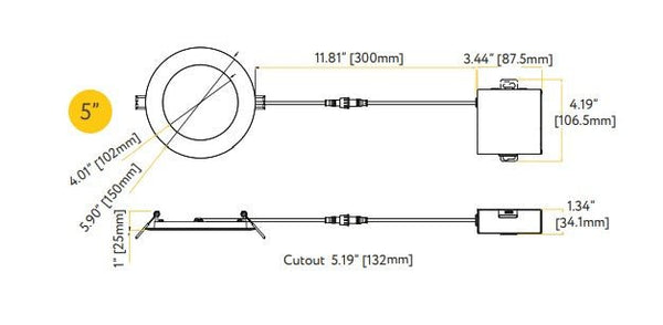Goodlite G-20222 5" 15W LED Round Recessed Slim Spotlight Selectable CCT, photo 2 of 2