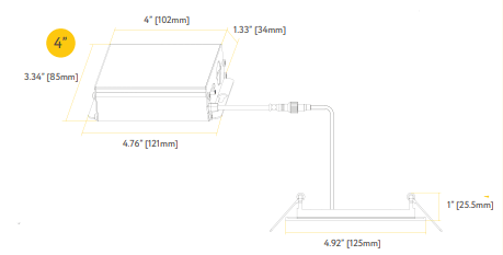 Goodlite G-20226 4" 12W LED Square Recessed Slim Spotlight Selectable CCT