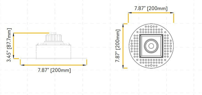 Goodlite G-95723 3.5″ 14W Square Trimless Gimbaled Spotlight Selectable CCT Black