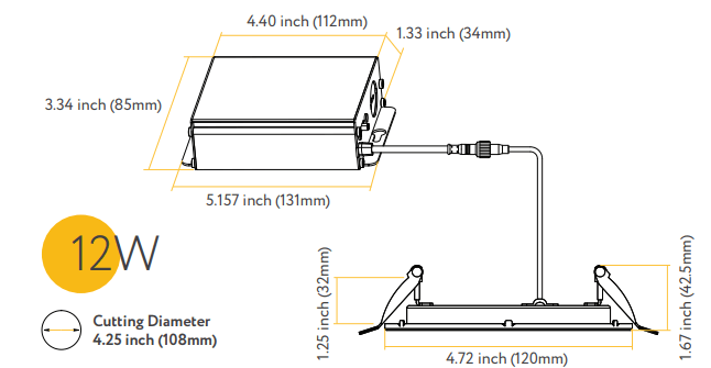 Goodlite G-96922 4" 12W LED Round Recessed Slim Spotlight Selectable CCT Fire Rated