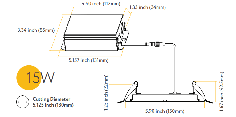 Goodlite G-96923 5" 15W LED Round Recessed Slim Spotlight Selectable CCT Fire Rated