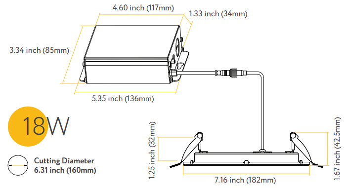 Goodlite G-96924 6" 18W LED Round Recessed Slim Spotlight Selectable CCT Fire Rated