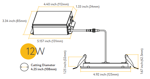 Goodlite G-97022 4" 12W LED Square Recessed Slim Spotlight Selectable CCT Fire Rated