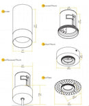 Goodlite Jupiter 3" 20W Cylinder Surface Mount Options