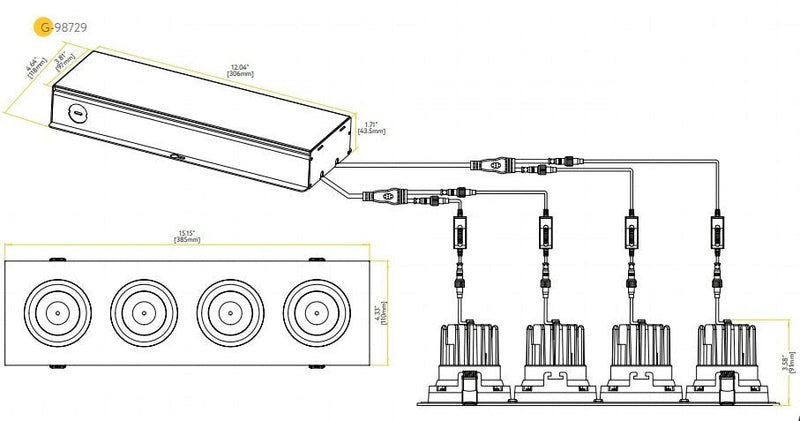 Goodlite Pura G-98724 3.5" 80W LED 4 Head Gimbal Selectable CCT/Wattage