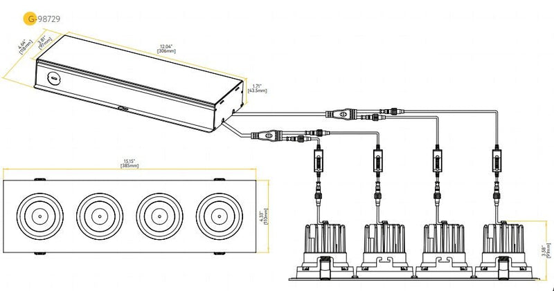 Goodlite Pura G-98729 3.5" 80W LED 4 Head Gimbal Selectable CCT/Wattage