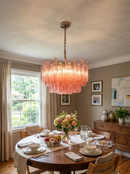 Gorgeous Murano Quadriedri Prisms Pink Chandelier