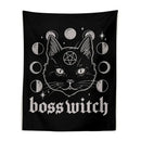 Gothic boss witch cat witchcraft black tapestry bedroom wall decor by Decorbites